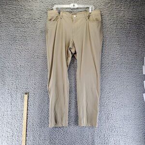 Jos A Bank Pants Mens 36x30 Tan Traveler Slim Fit Flat Front Chino
